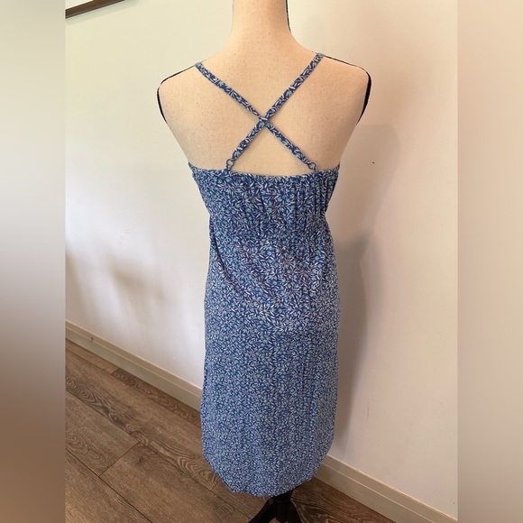 Old Navy Blue Floral  Print Midi Summer Dress Youth Womens S/XS 14 EUC - Picture 3 of 6